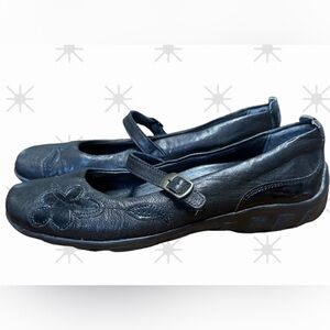 Rieker Antistress Black Mary Jane Shoes With Floral And Flower Design Size 7